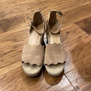 Tan Wedge Sandals - Crown Vintage